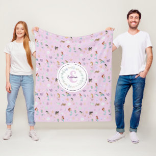 Whimsical Mermaids Monogram Fleece Blanket