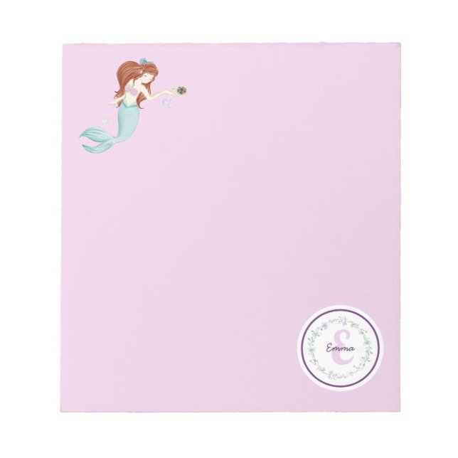 Whimsical Mermaids Monogram Notepad (Front)