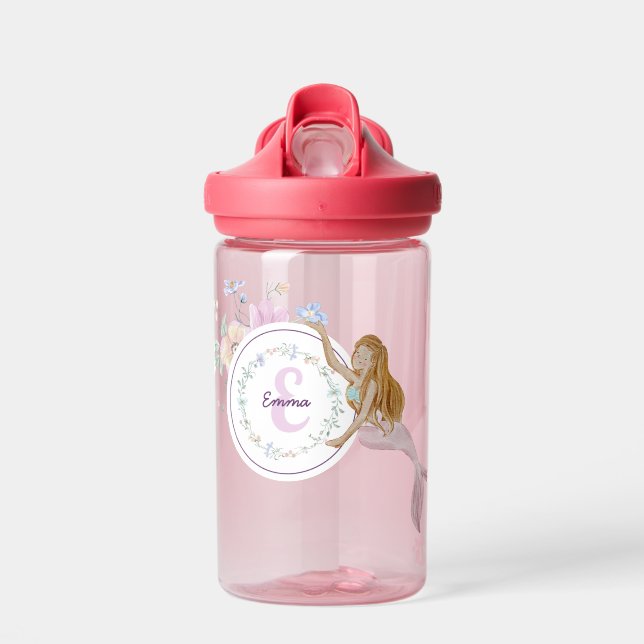 Whimsical Mermaids Monogram Water Bottle (Front)
