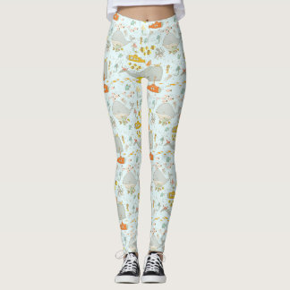 Whimsical Mermaids Submarines Underwater Scenery Leggings