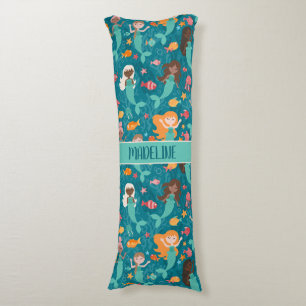 Whimsical Mermaids Under The Sea Teal Body Pillow