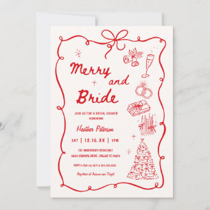 Whimsical Merry and Bride Holiday Bridal Shower Invitation