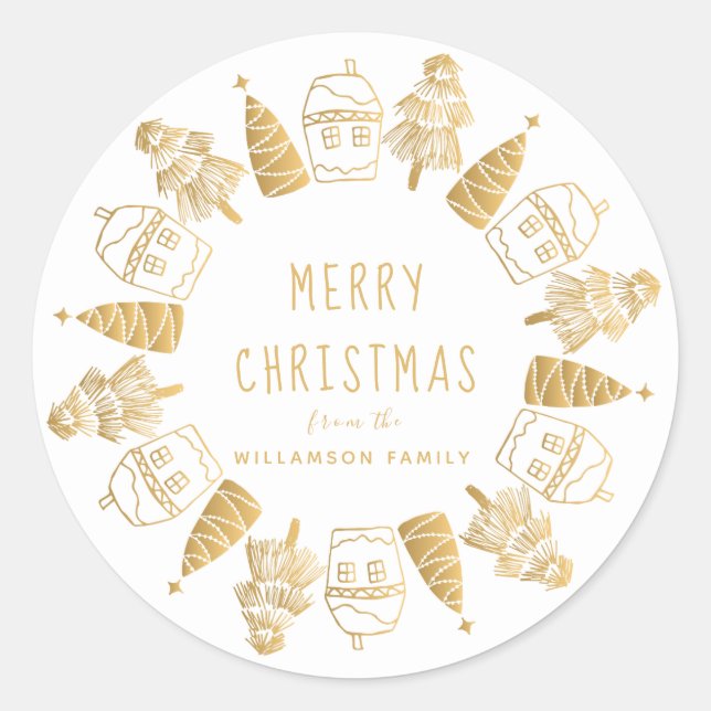 Whimsical Merry Christmas Custom Envelope Seal (Front)