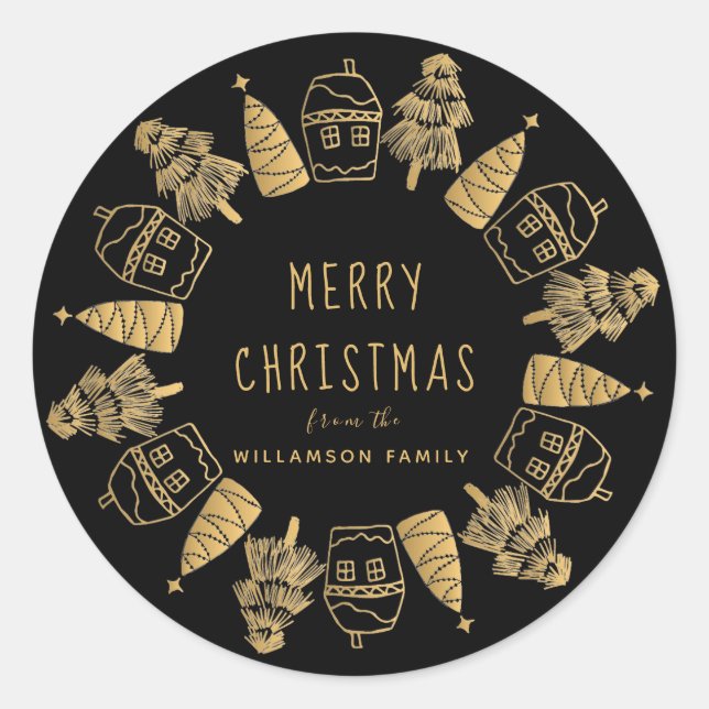 Whimsical Merry Christmas Custom Envelope Seal (Front)