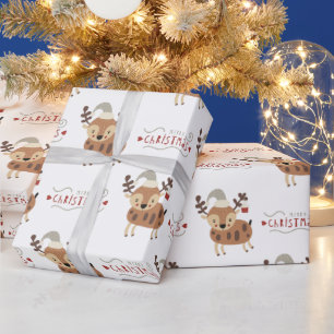 Whimsical Merry Christmas Deer Wrapping Paper
