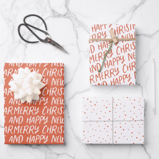 Whimsical Merry Christmas Happy New Year  Wrapping Paper Sheet (Front)
