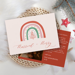 Whimsical Merry Married Calligraphy Wedding  Thank You Card