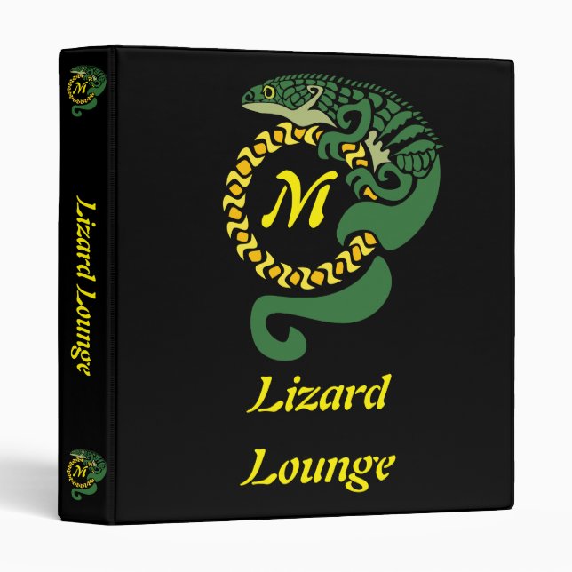 Whimsical Mexican Alligator Lizard Climbing Tribal Binder (Front/Spine)