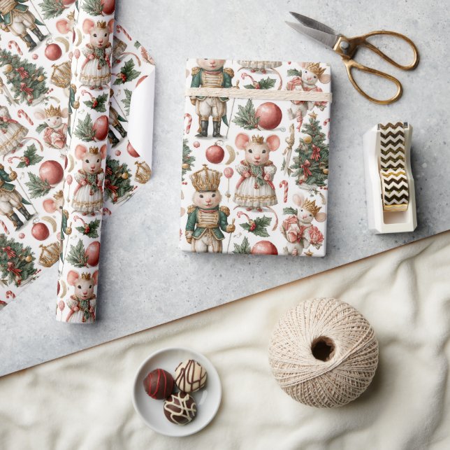 Whimsical Mice & Candy Canes Wrapping Paper (Crafts)