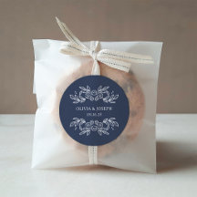 Whimsical Midnight Blue Hand Drawn Floral Wedding