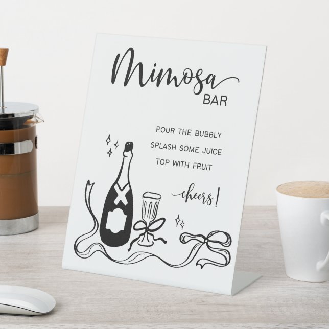 Whimsical Mimosa Bar  Pedestal Sign (In SItu)