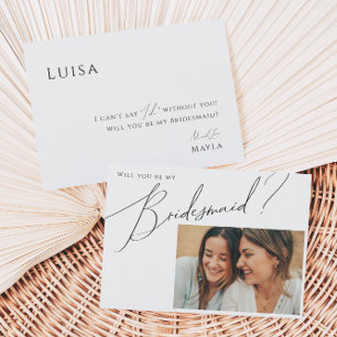 Whimsical Minimal Photo Bridesmaid Proposal Card