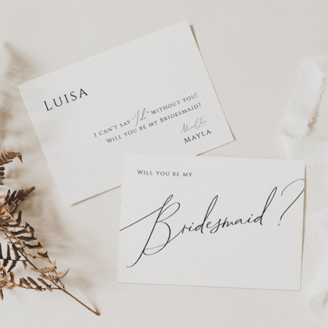 Whimsical Minimal Script Bridesmaid Proposal Card (Creator Uploaded)