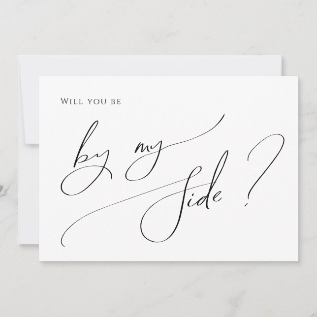 Whimsical Minimal Script By My Side Proposal Card (Front)