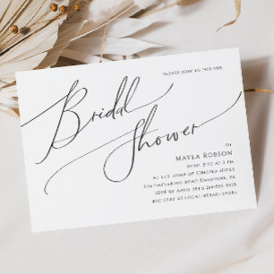 Whimsical Minimal Script Horizontal Bridal Shower Invitation