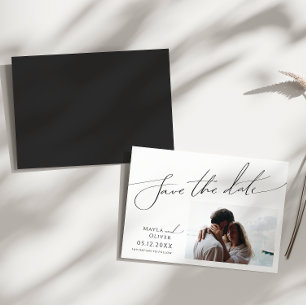 Whimsical Minimal Script Horizontal Save The Date  Magnetic Invitation