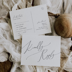 Whimsical Minimal Script Menu Choice RSVP Postcard