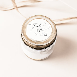 Whimsical Minimal Script Thank You Wedding Favour Classic Round Sticker