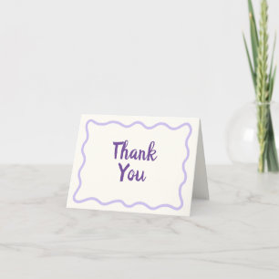Whimsical Minimal Wavy Border Handwritten Lavender Thank You Card