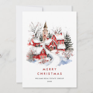 Whimsical Minimalist Country Christmas Corporate Holiday Card