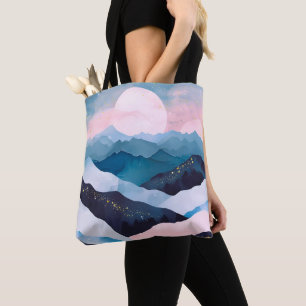 Whimsical Minimalist Gold Mountain Watercolor Tote Bag