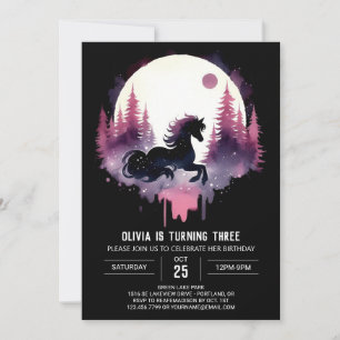 Whimsical Minimalist Horse Birthday Invitation
