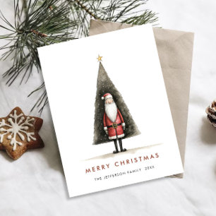 Whimsical Minimalist Santa Claus Christmas Holiday Postcard