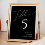 Whimsical Minimalist Script | Black Table Number<br><div class="desc">This whimsical minimalist script | black table number is perfect for your classic simple black and white minimal modern boho wedding. The design features elegant, delicate, and romantic handwritten calligraphy lettering with formal shabby chic typography. The look will go well with any wedding season: spring, summer, fall, or winter! The...</div>