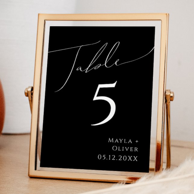 Whimsical Minimalist Script | Black Table Number (Creator Uploaded)