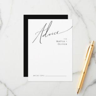 Whimsical Minimalist Script   Black Wedding Advice Card