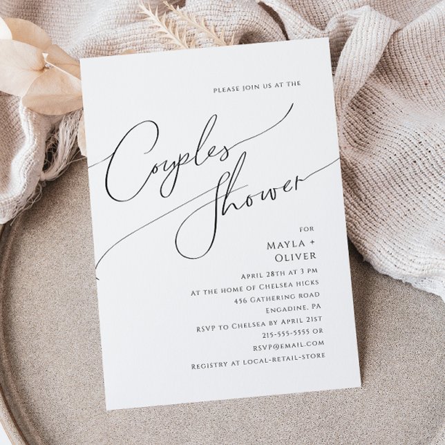 Whimsical Minimalist Script Couples Shower Invitation (Creator Uploaded)