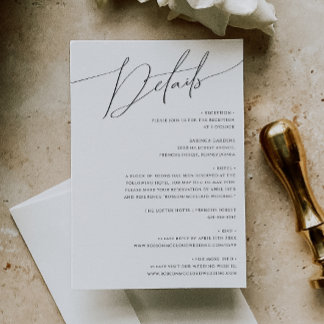 Whimsical Minimalist Script Details Enclosure Card
