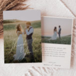 Whimsical Minimalist Script Flat Photo Thank You Card<br><div class="desc">This whimsical minimalist script flat photo thank you card is perfect for your classic simple black and white minimal modern boho wedding. The design features elegant, delicate, and romantic handwritten calligraphy lettering with formal shabby chic typography. The look will go well with any wedding season: spring, summer, fall, or winter!...</div>
