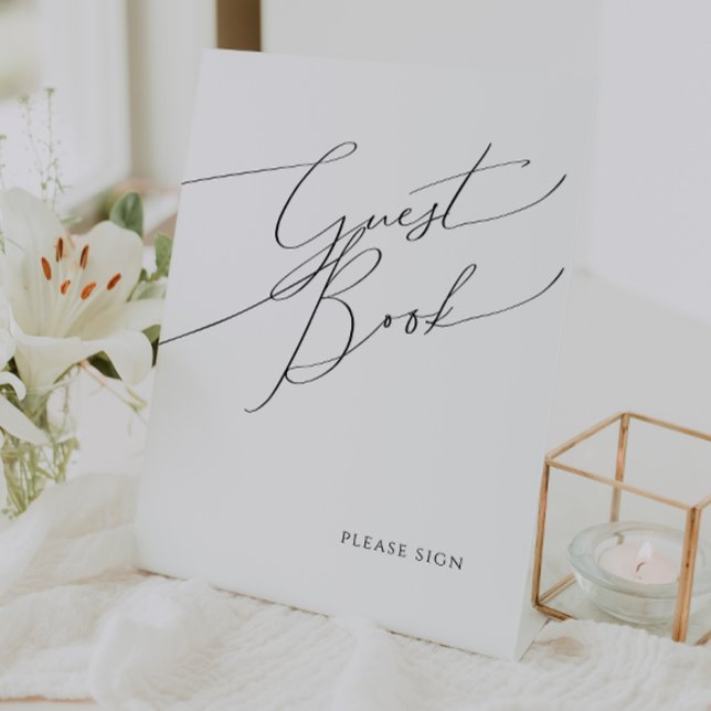 Whimsical Minimalist Script Guest Book Pedestal Sign (Creator Uploaded)