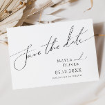 Whimsical Minimalist Script Horizontal Save The Date<br><div class="desc">This whimsical minimalist script horizontal save the date is perfect for your classic simple black and white minimal modern boho wedding. The design features elegant, delicate, and romantic handwritten calligraphy lettering with formal shabby chic typography. The look will go well with any wedding season: spring, summer, fall, or winter! The...</div>