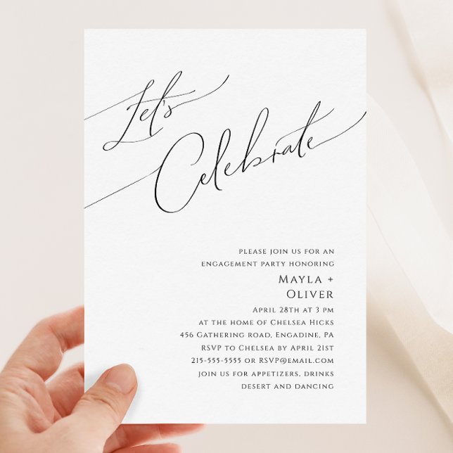 Whimsical Minimalist Script Let's Celebrate Invita Invitation (Creator Uploaded)