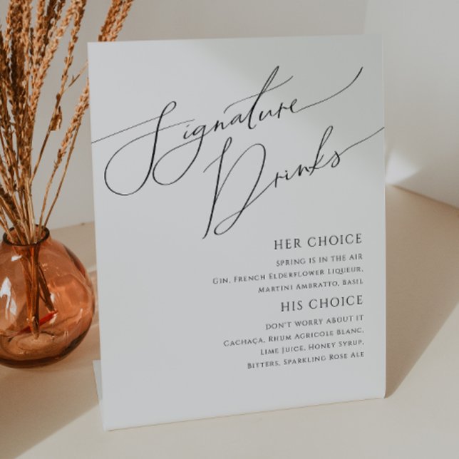 Whimsical Minimalist Script | Signature Drinks Pedestal Sign (Creator Uploaded)