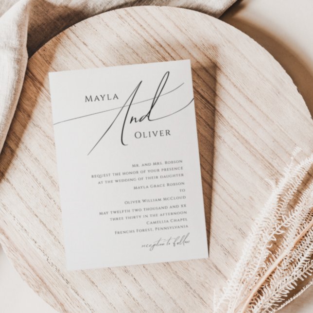 Whimsical Minimalist Script Traditional Wedding Invitation (Creator Uploaded)