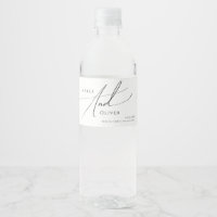 Whimsical Minimalist Script Water Bottle Label