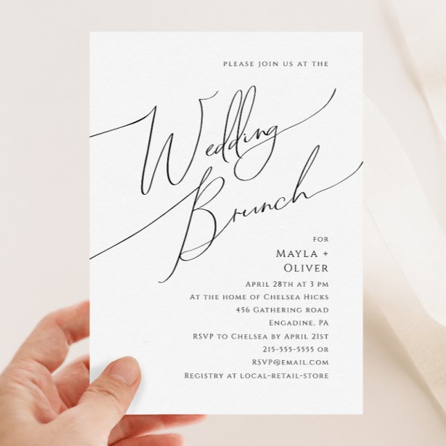 Whimsical Minimalist Script Wedding Brunch Invitation (Creator Uploaded)