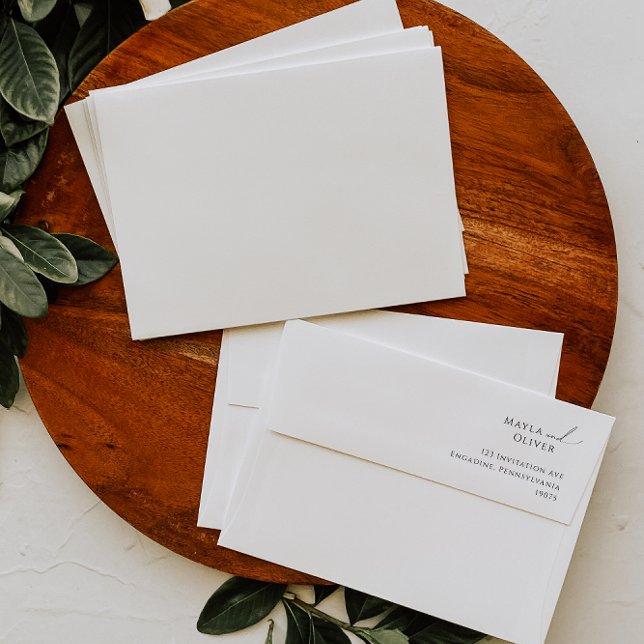 Whimsical Minimalist Script Wedding Invitation Env Envelope (Creator Uploaded)
