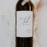 Whimsical Minimalist Script Wedding Wine Label<br><div class="desc">This whimsical minimalist script wedding wine label is perfect for your classic simple black and white minimal modern boho wedding. The design features elegant, delicate, and romantic handwritten calligraphy lettering with formal shabby chic typography. The look will go well with any wedding season: spring, summer, fall, or winter! The product...</div>
