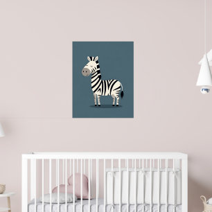 Whimsical Minimalist Zebra Nursery Art Poster