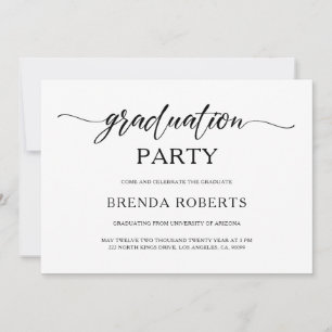 Whimsical Minimalistic Black Calligraphy On White Invitation
