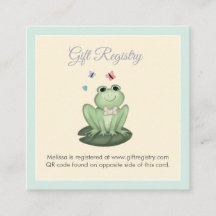Whimsical Mint Green Frog Baby Shower Registry QR