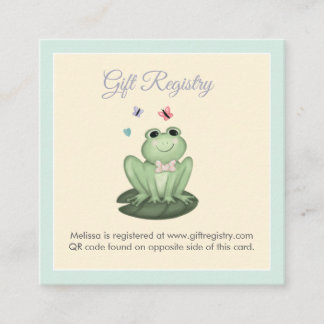 Whimsical Mint Green Frog Baby Shower Registry QR Enclosure Card