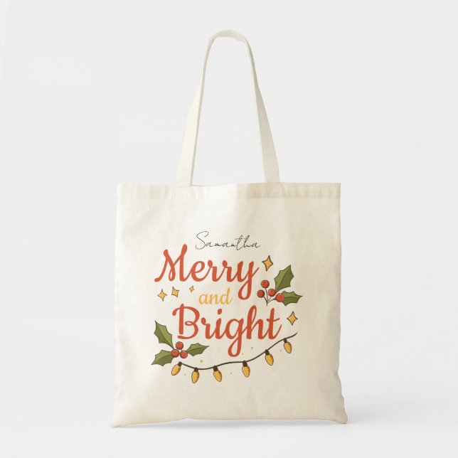 Whimsical Modern Christmas Holiday Tote Bag (Front)