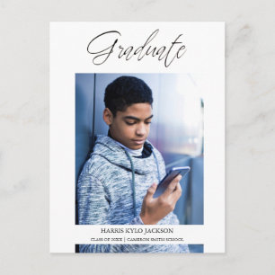 Whimsical Modern Graduation Calligraphy Photo Postcard