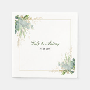 Whimsical Modern Green Eucalyptus Wedding Paper Napkin