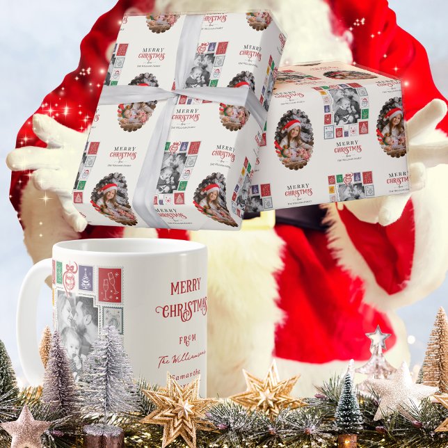 Whimsical Modern Nostalgia Christmas 2 Photo Wrapping Paper (Creator Uploaded)